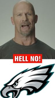 The Texas native says "Hell No" to the Philadelphia Eagles. Credit: @wweonae and @aetv (IG)